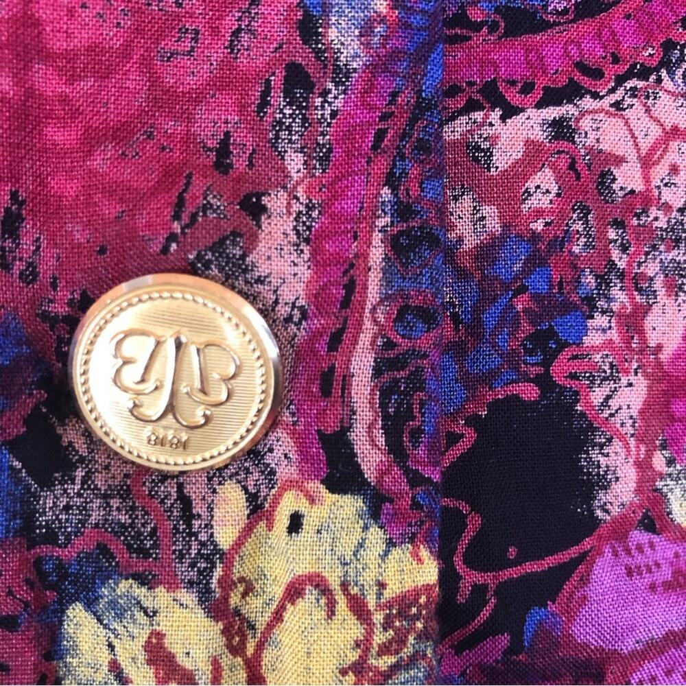 Vintage 80s 90s Brooks Brothers Colorful Minidress Gold Buttons Large Abstract - Picture 4 of 15